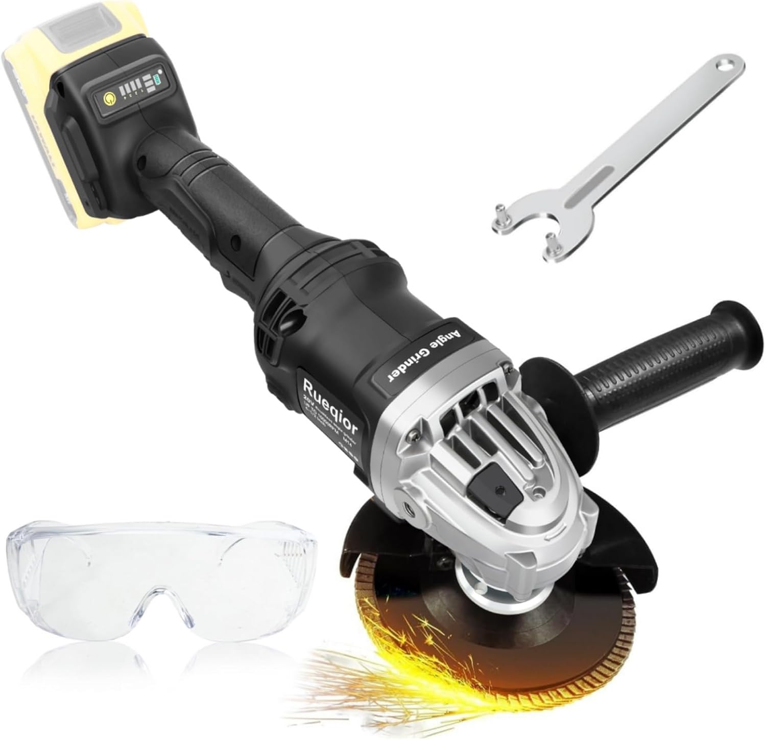 Cordless Angle Grinder Compatible with Dewalt 20V Battery, 10000 RPM Brushless Grinder 4-1/2", 3 Variable Speed Power Grinder for Cutting, Griding, Polishing (No Battery)