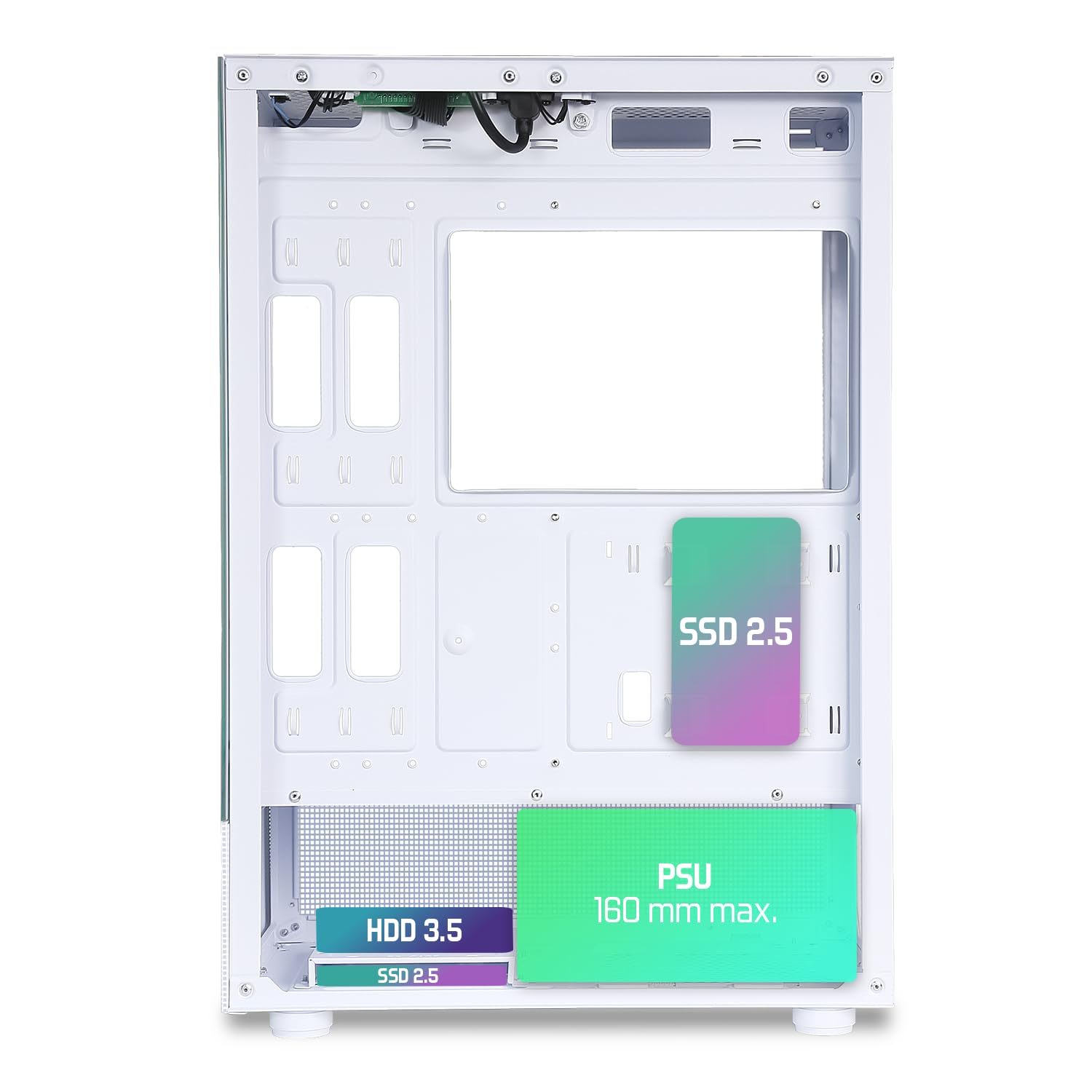 Spirit Of Gamer Spectra RGB obudowa PC Gamer - 3 wentylatory ARGB 120 mm w zestawie - średnia wieża do gier, puste, szkło hartowane 270°, (białe)