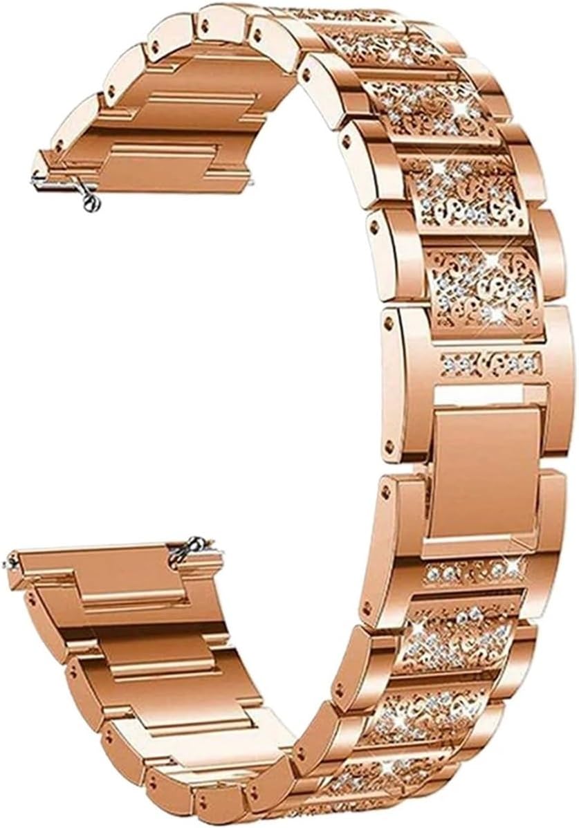 Metal Strap Fit for Amazfit GTS 4 Mini Smart Watch Diamond Wristband for Amazfit GTS 3 2 Watch Band for Amazfit Bip 3 Pro Bracelets (Color : Rose Gold, Size : for Amazfit GTS)