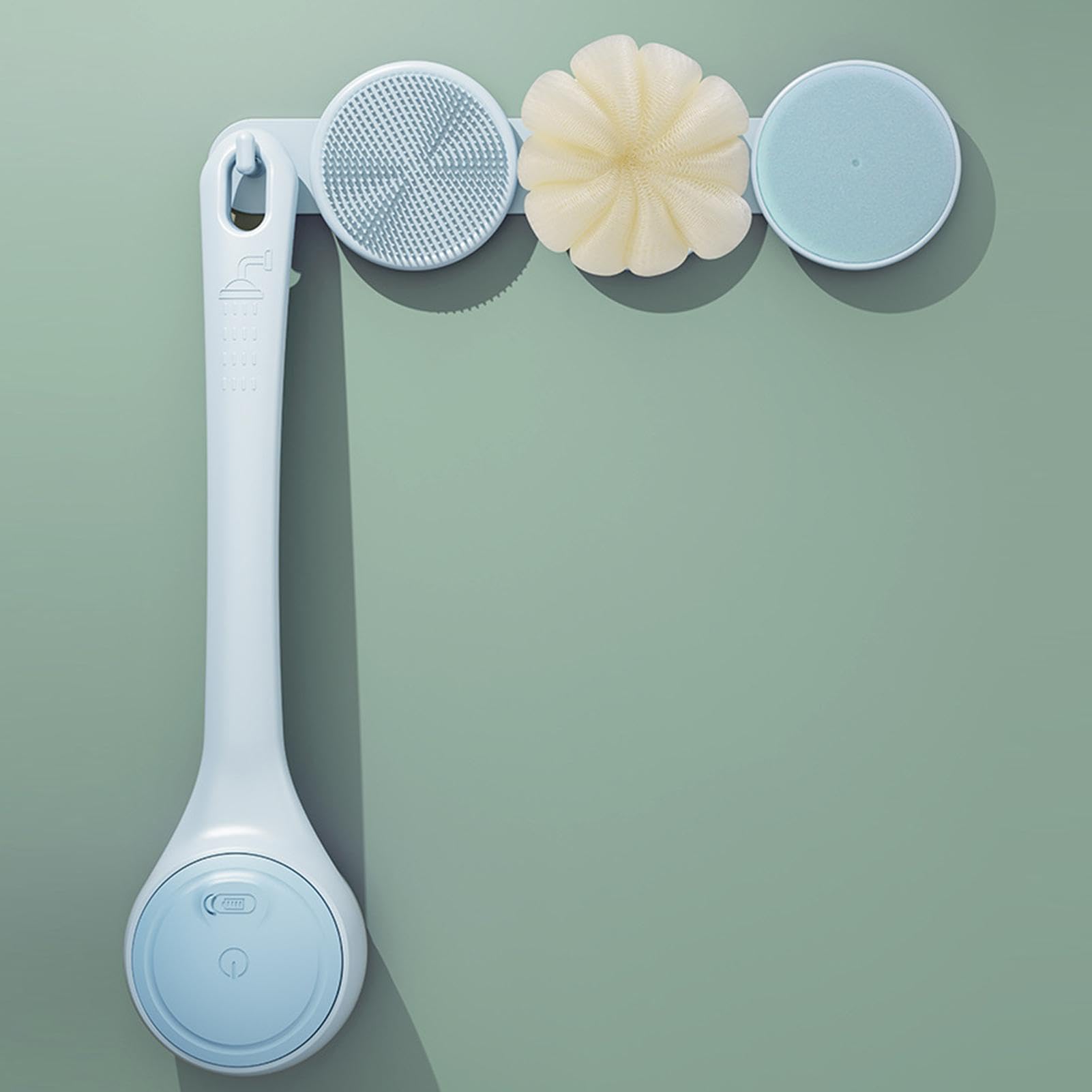 Spazzola Corpo Elettrica Da Bagno Scrubber Rotante A 2 Velocità Con 4 | Spazzola Scrub Per Corpo Impermeabile Con Doppia Impugnatura Bagno Spa e Cura Quotidiana della Pelle