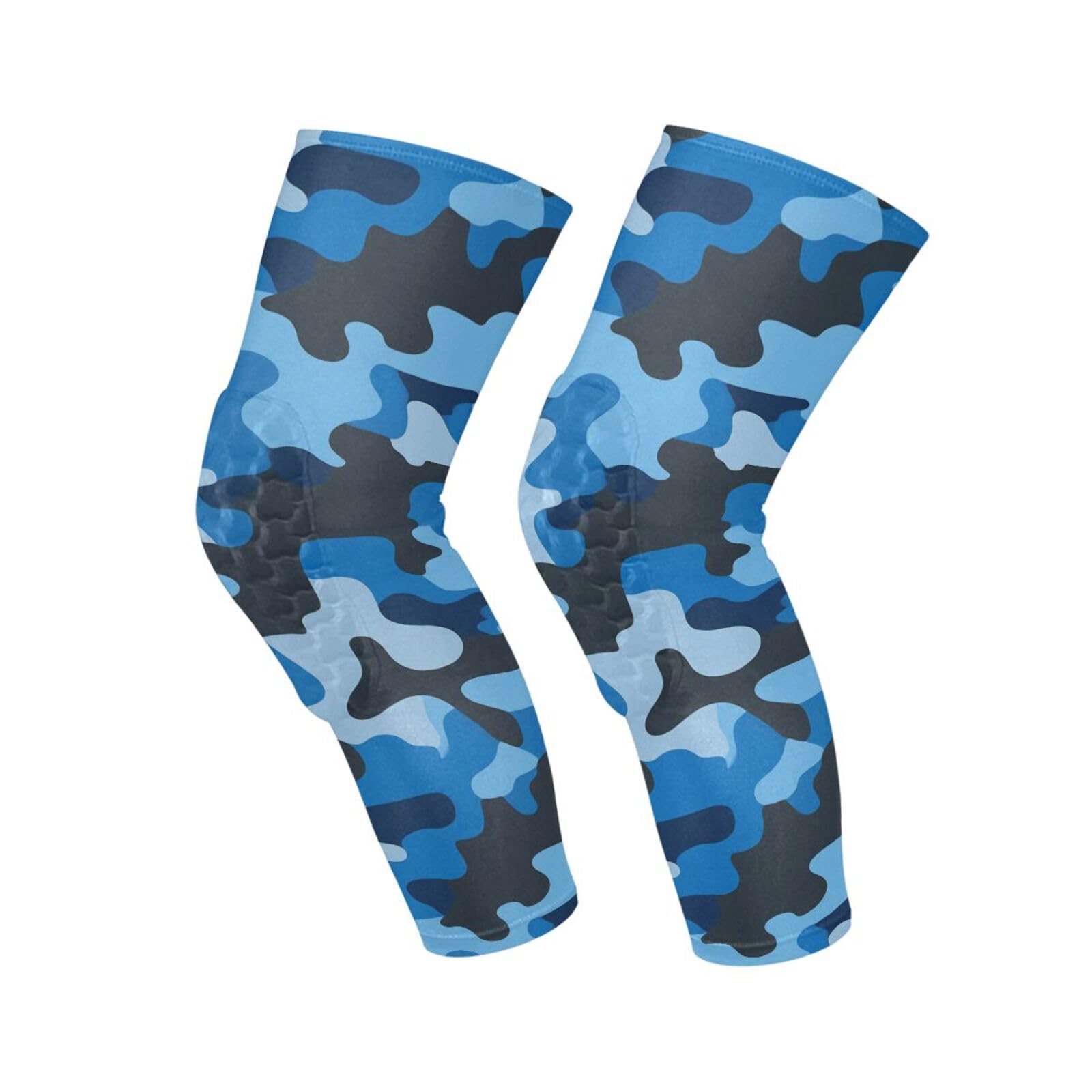 JUNZAN Camouflage Blue Basketball Knee Pads for Youth Kids Wrestling Knee Pads with Sleeves Sport Kneepads for Volleyball Football
