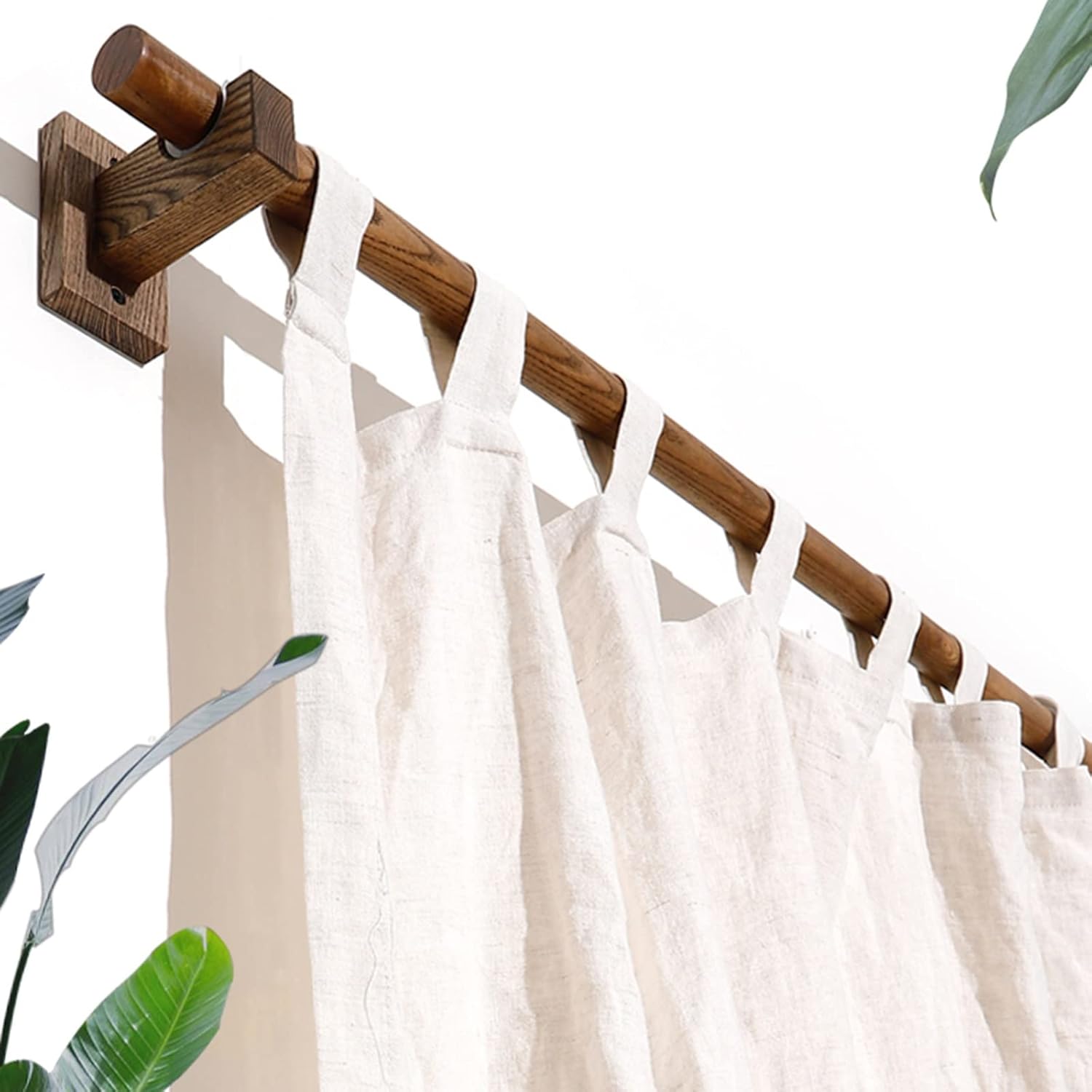 Walnut Solid Wood Curtain Rod Adjustable 39.4" 55.1" Double Rod Side Mount Brackets Simple Roman Design Heavy Duty Load Bearing Ideal for Home Décor.，Single Rod 47.2 inches