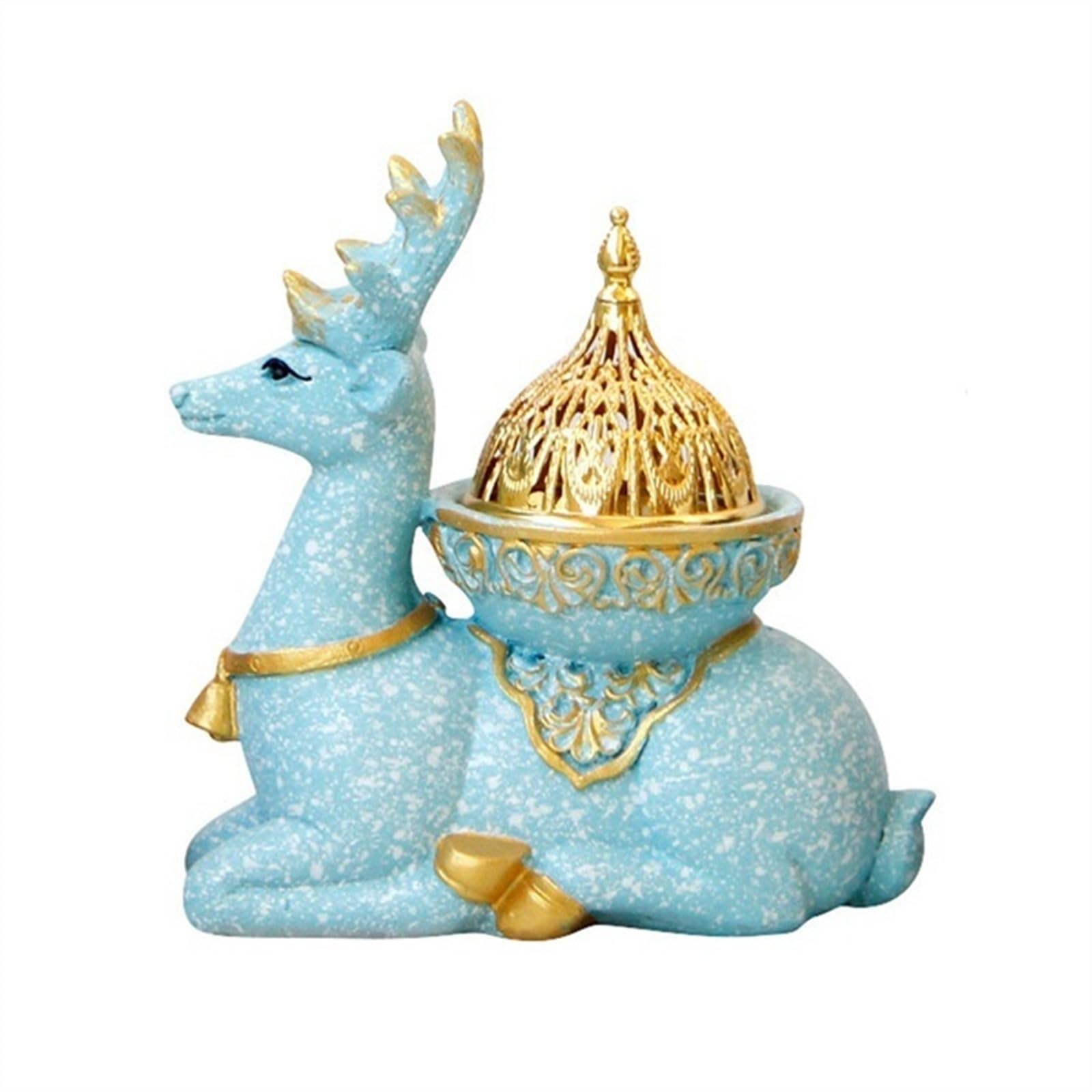 Incense Holder Marble Patterned Reindeer Incense Burner, Exquisite Resin, Portable Frankincense Cone for Home Office Yoga Spa Decor Teahouse