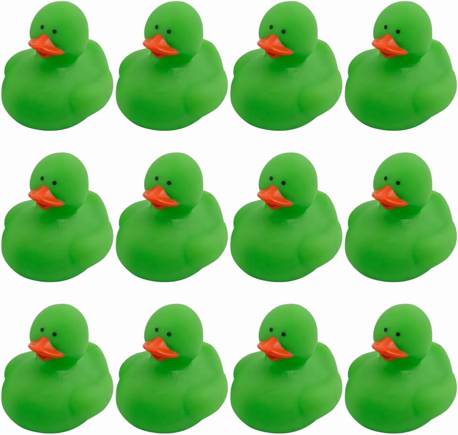 Fun Express Rubber 2" Solid Color Duckies - 12 Ducks (Green)