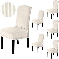 Vista 28 de H.VERSAILTEX Juego de 4 fundas elásticas para sillas de comedor, fundas protectoras para sillas Parson, tela de terciopelo sólido suave y gruesa