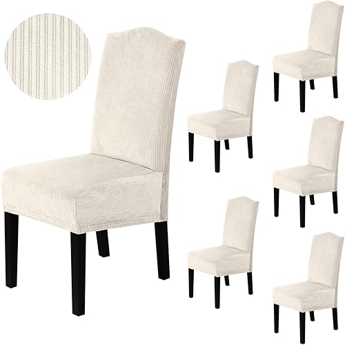 Miniatura 28 de H.VERSAILTEX Juego de 4 fundas elásticas para sillas de comedor, fundas protectoras para sillas Parson, tela de terciopelo sólido suave y gruesa