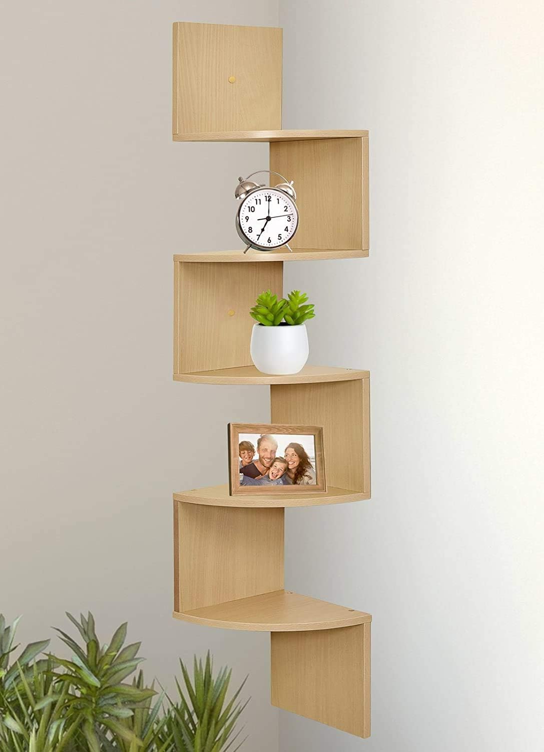 Greenco 5 Tier Wall Mount Corner Shelves Espresso Finish , 7.75" L x 7.75" W x 48.5" H.: Home & Kitchen