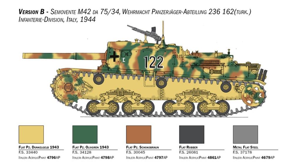 Italeri 6584 Semovente M42 da 75/34, Scala 1:35, Plastic Model Kit, Modello in Plastica da Montare, Modellismo