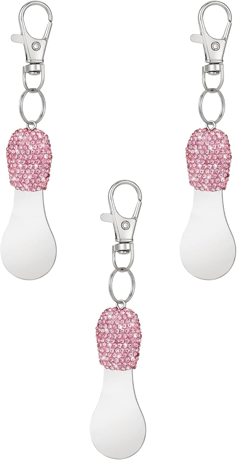 3 PCS Shopping Trolley Tokens with Keyring, Bling Portable Grocery Cart Token Reusable Keychain
