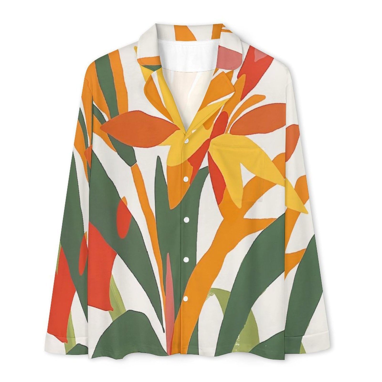 OLEETS Completo Pigiama da Uomo - Fiori D'Arancio Pigiama Invernale Pantaloni Top Caldo Autunnale Traspirante Morbido 2 Pezzi Casual Ampio