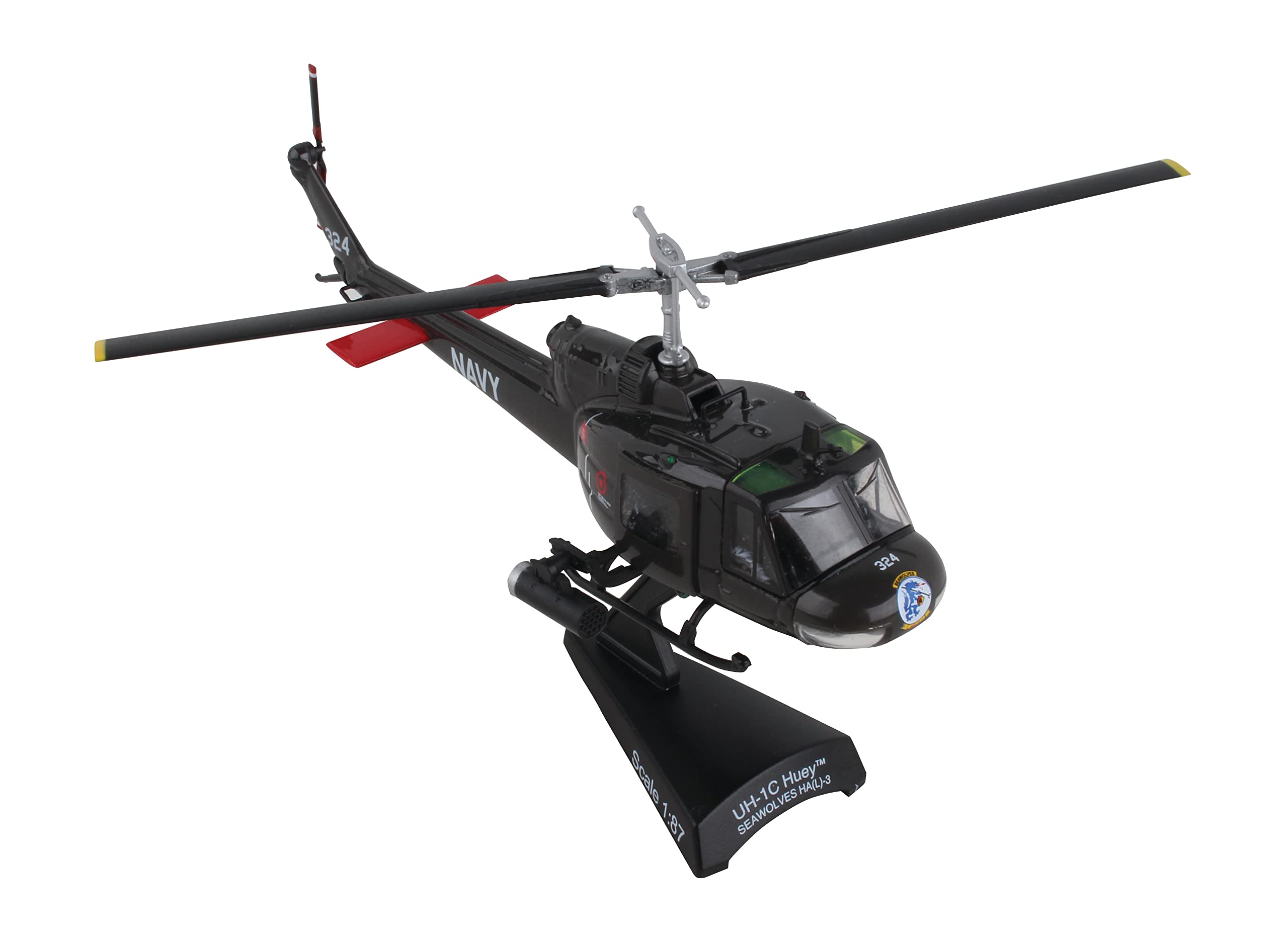 UH-1 Huey HAL-3 “Seawolves” – 1/87 Scale Die-Cast Metal US Navy Helicopter Model with Display Stand – Officially Licensed Vietnam War Collectible for Adults Ages 14+