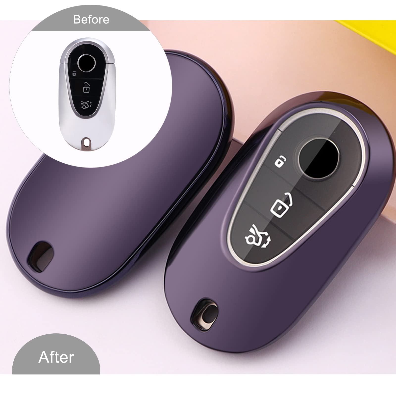 Ontto Mercedes Schlüsselhülle Aus Leder - Passend Für E/S/C Klasse 2023-2025