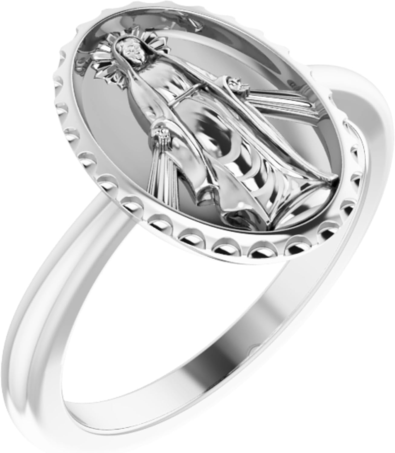 Bonyak Jewelry Sterling Silver Miraculous Medal Ring Graceful, Size 7