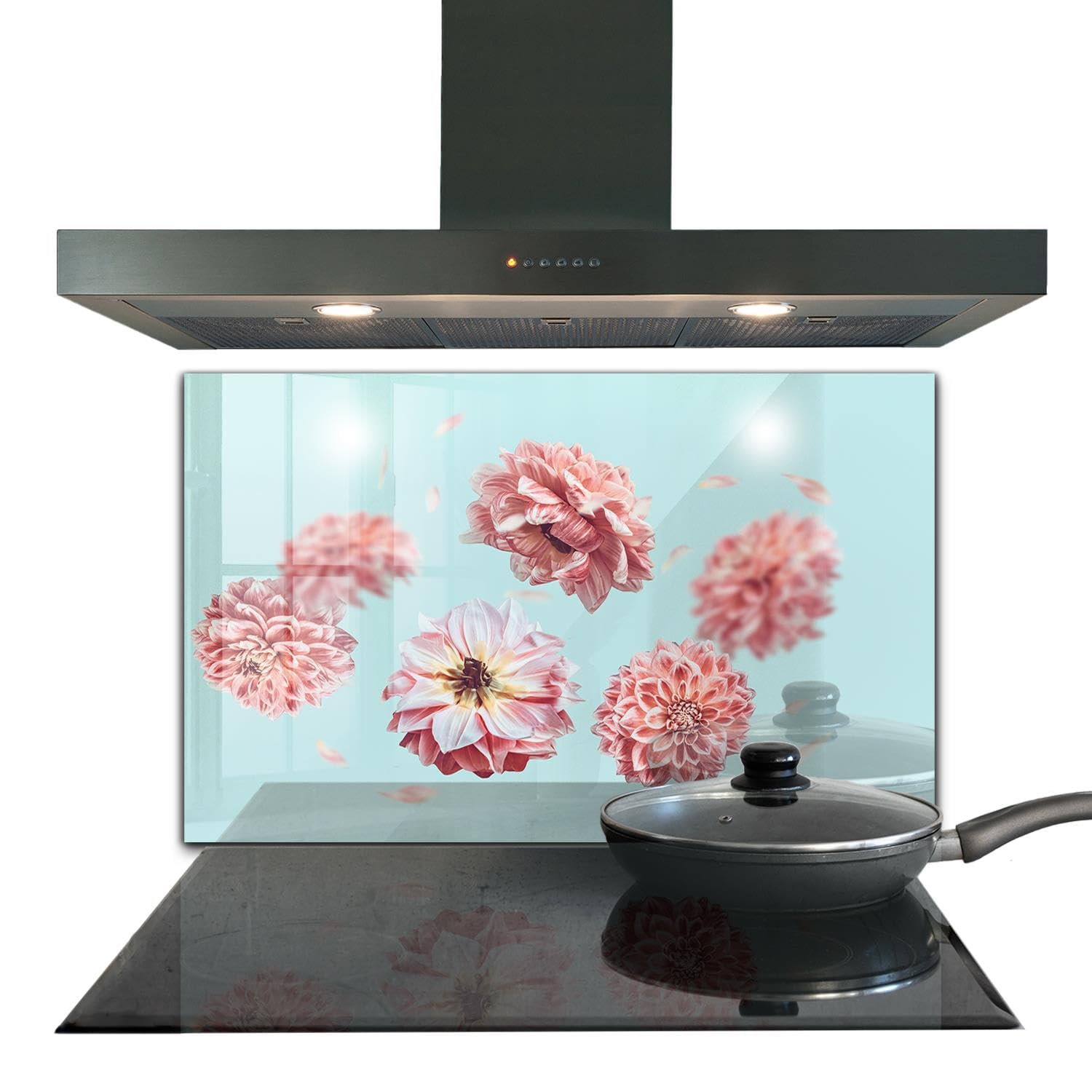 Décoration murale de cuisine Fleurs en vol verre 100x70 cm