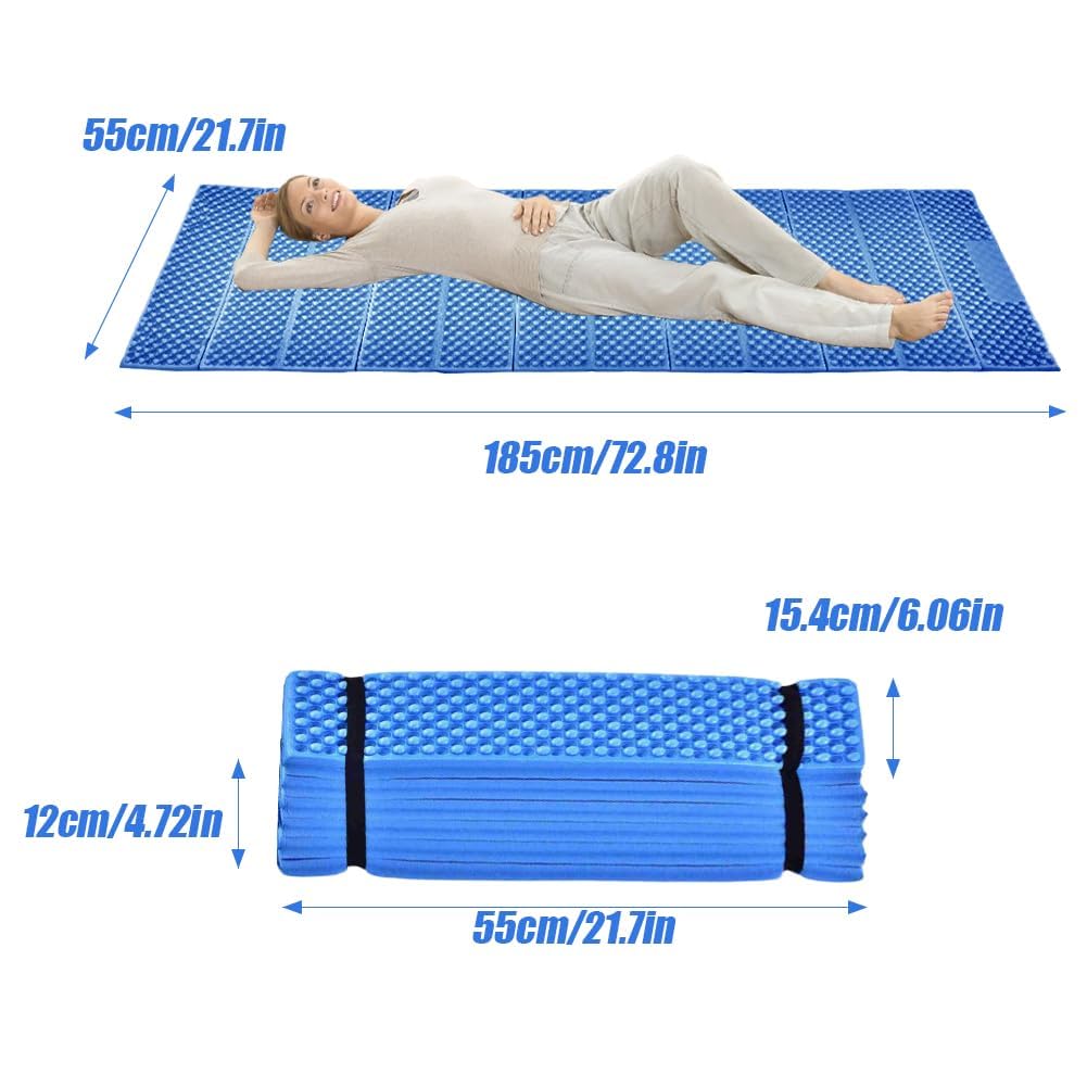 Matelas de Camping Pliable en Mousse IXPE avec Revêtement Aluminium Tapis de Sol Isolant Thermique 185x55cm pour Randonnée Trekking et Bivouac Ultra-léger et Imperméable