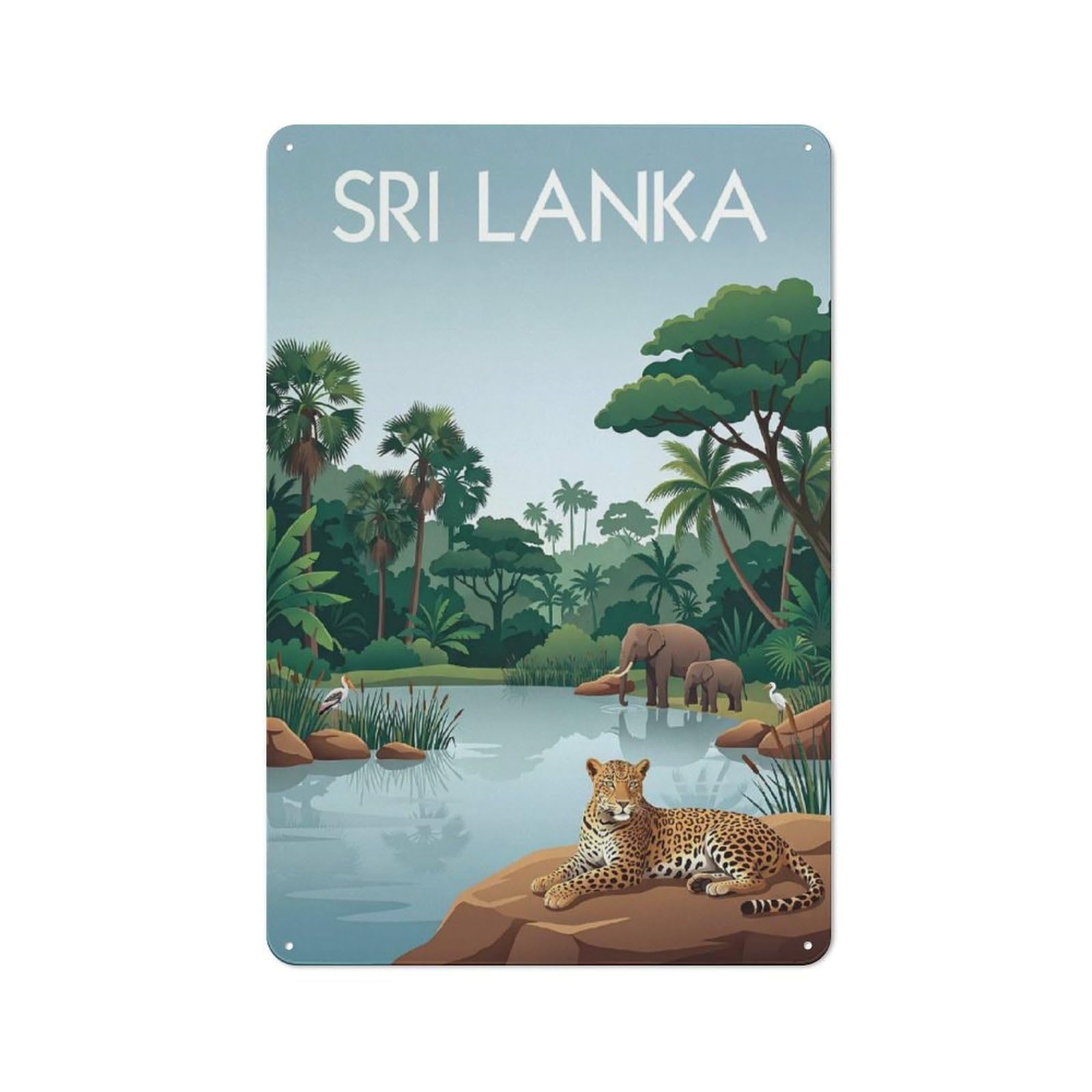 Junmoney Style-20 Retro Metal Wall Sign 30X20cm Featuring Sri Lanka Wildlife For Garage Wall, For Garage, Workshop And Man Cave Decoration