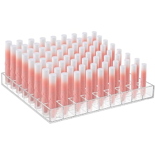 Mumufy Soporte para lápiz labial, organizador de acrílico transparente, organizador de brillo de labios, estuche de exhibición de cosméticos de