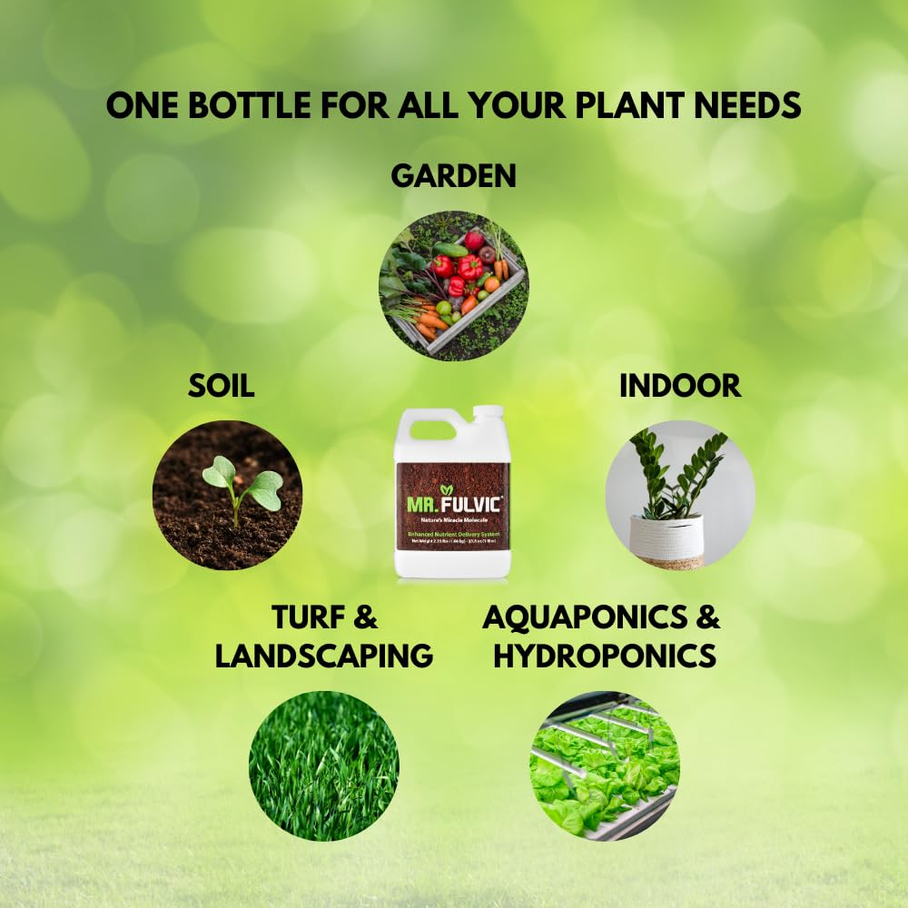 Mr. Fulvic Nature’s Miracle Molecule, Organic Fulvic Acid Plant Amendment, Natural Humic Soil and Hydroponic Nutrient Enhancer - Lawn and Garden Growth, Plant Health (1 Liter)
