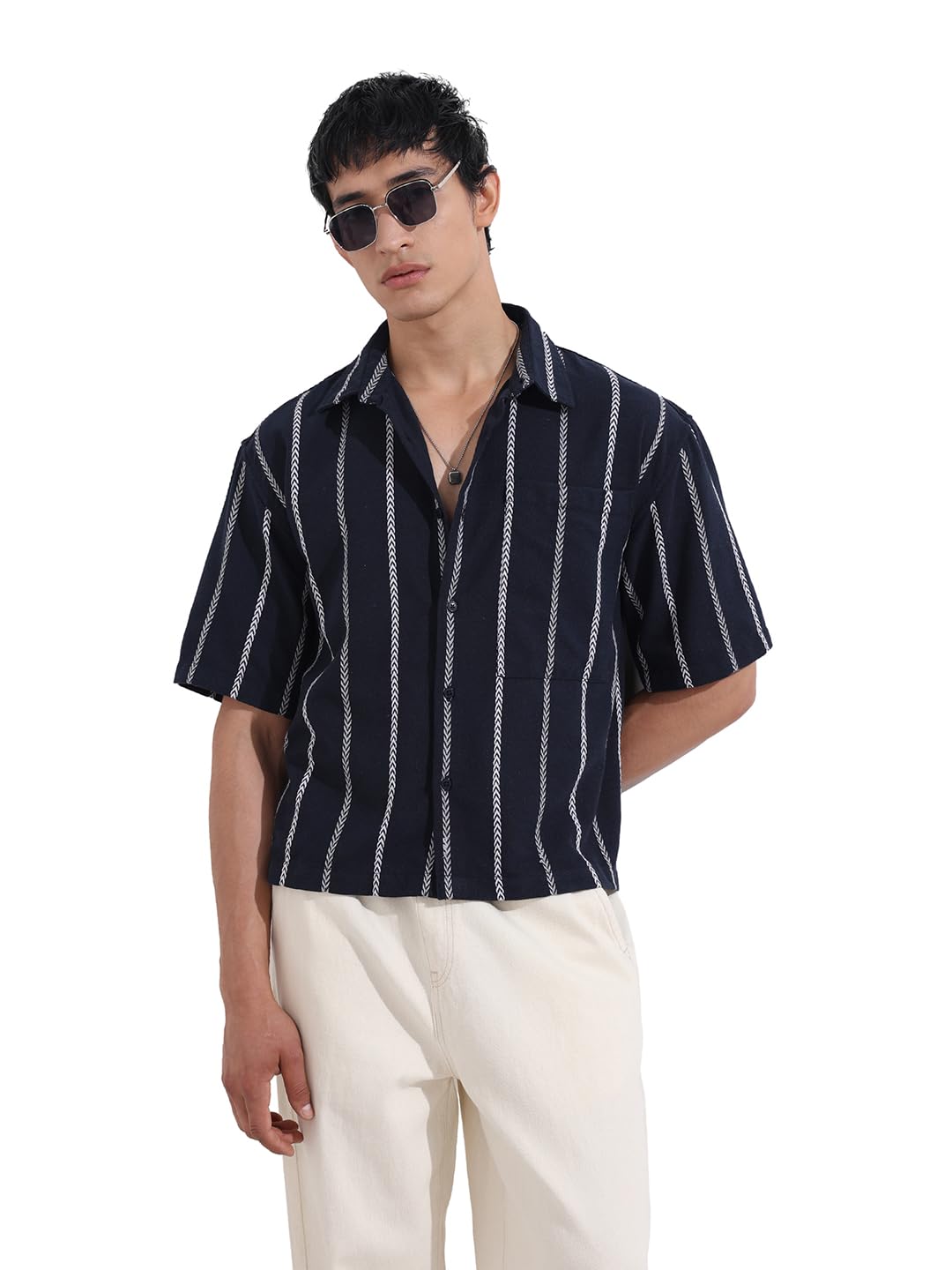Men Boxy Fit Textured Resort Shirt-image-22