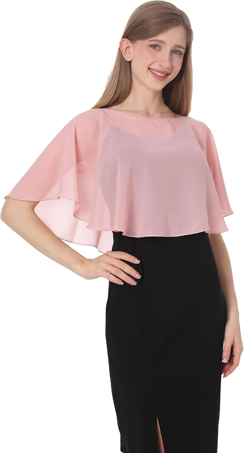 Baoqiya Capelets for Women Shawls and Wraps Soft Chiffon Cape For Wedding Party Evening Dress Bridal Cover Ups - Image 5