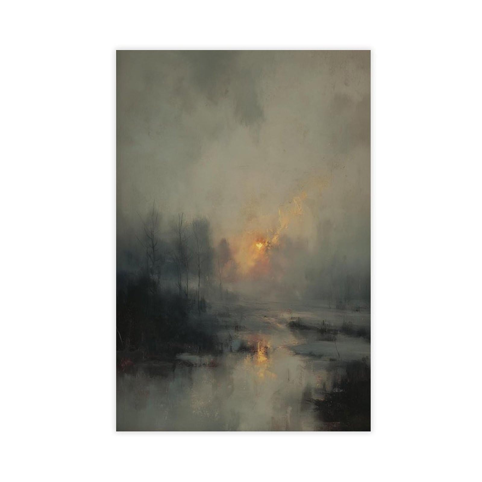 HOHHMY Winter Stream Poster Canvas Poster for Living Room Decor Gift