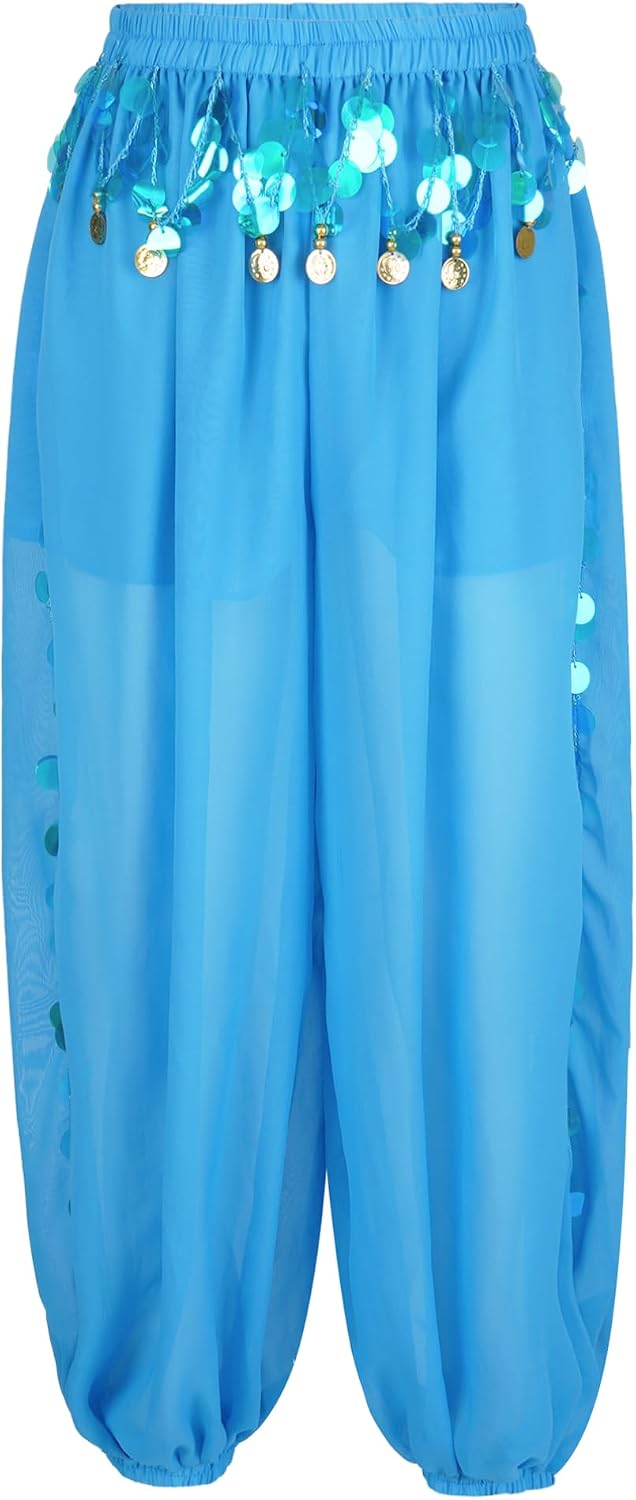 iiniim Tribal Belly Dance Pants for Women Baggy Arabic Harem Pants Halloween Costume Party Dancewear