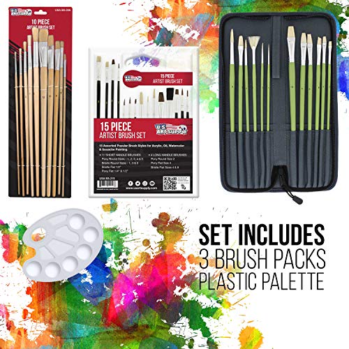 U.S. Art Supply 70-Piece Artist Oil Painting Set with Aluminum Field Easel, Wood Table Easel, 24 Oil Paint Colors, 37… - Image 6