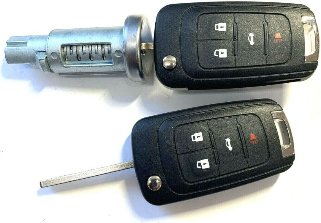 New for Select GM Vehicle Ignition Lock Cylinder Switch W/2 Flip Remote Keys 5912543 4 Buttons