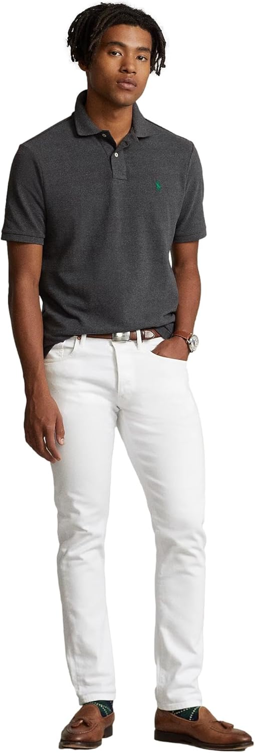 POLO RALPH LAUREN Men Custom Fit Mesh Pony Logo Shirt (L, BarclayHtr) - Image 3