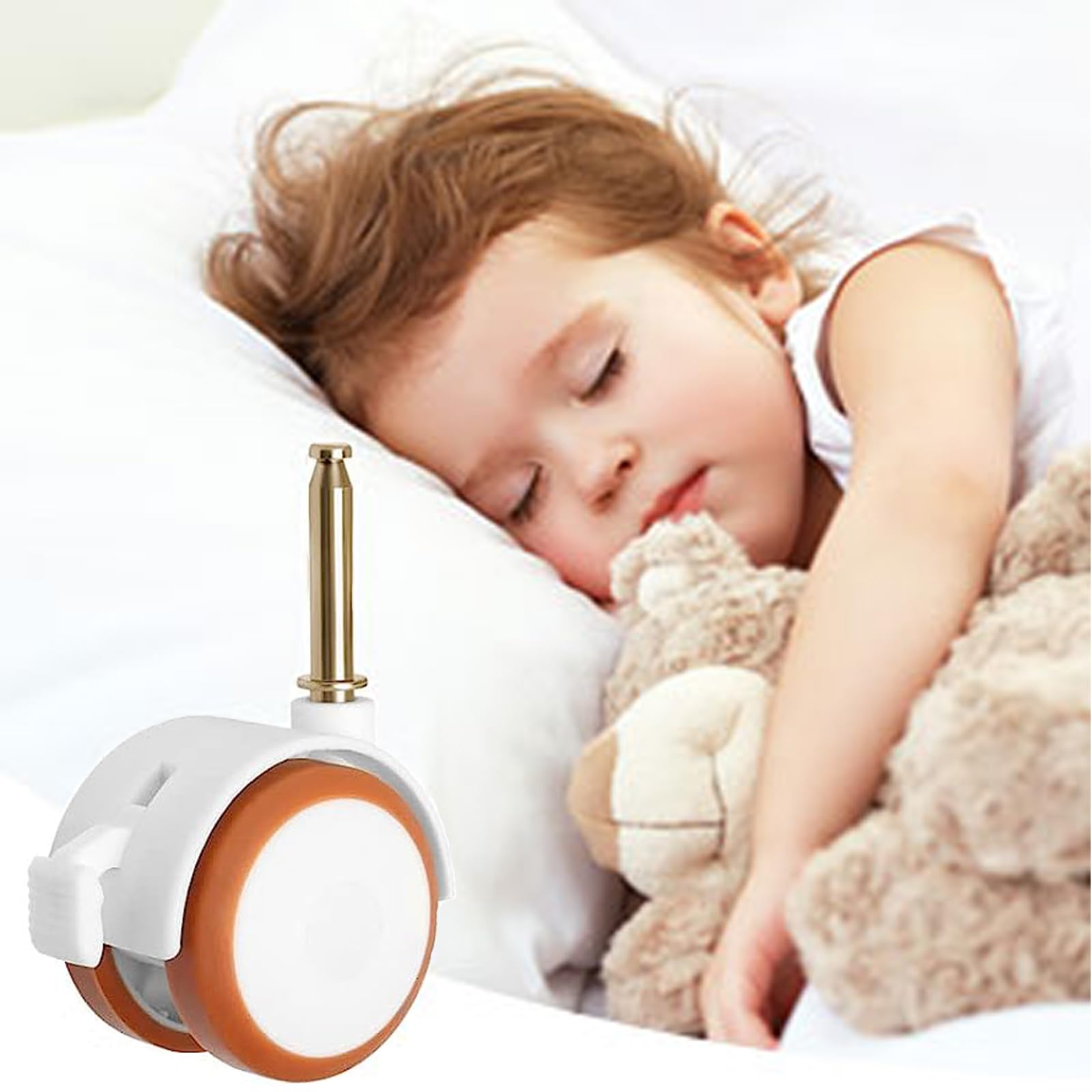 4 Pièces Roulettes pour Lit d'Enfant Pivotantes, Roulettes Pivotantes pour Berceau, Support Roulettes Pivotantes Lit de Bébé, pour Poussettes, Chaises, Petits Canapés, Berceaux