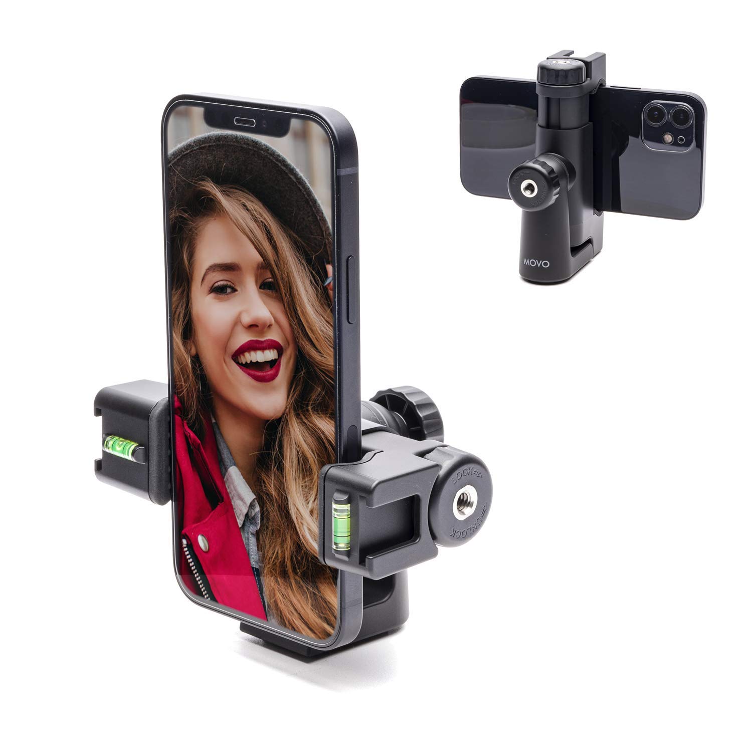 Movo P3 Rotating Phone Tripod Mount with Cold Shoe Mount for Phone