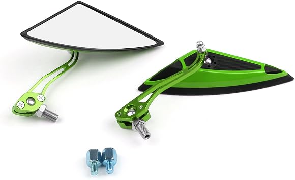 MAD HORNETS Universal Rearview Rear View Side Mirror for Motorcycle Street Sport Bike 8mm 10mm Green