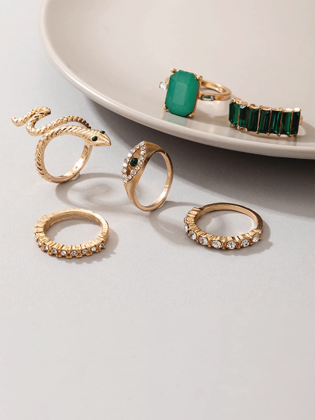 Dual Tone Crystal Studded Ring for Women