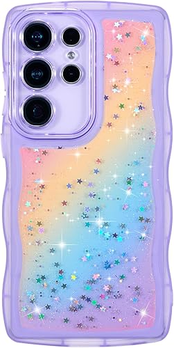 Miniatura 27 de ZTOFERA Funda protectora para Samsung Galaxy A14 4G/5G de 6.6", ondulada, con brillantina de estrella, poliuretano termoplástico transparente, suave