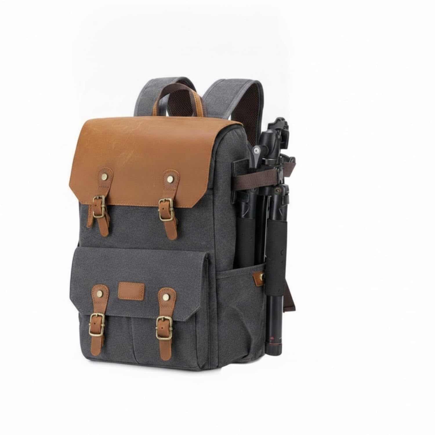 Bnf Padded Dividers Drone Camera Backpack Water Bottle Pocket Multi-Functional Gear Backpack for Photographers, Outdoor, Travel, Dark Gray Leather-image-44