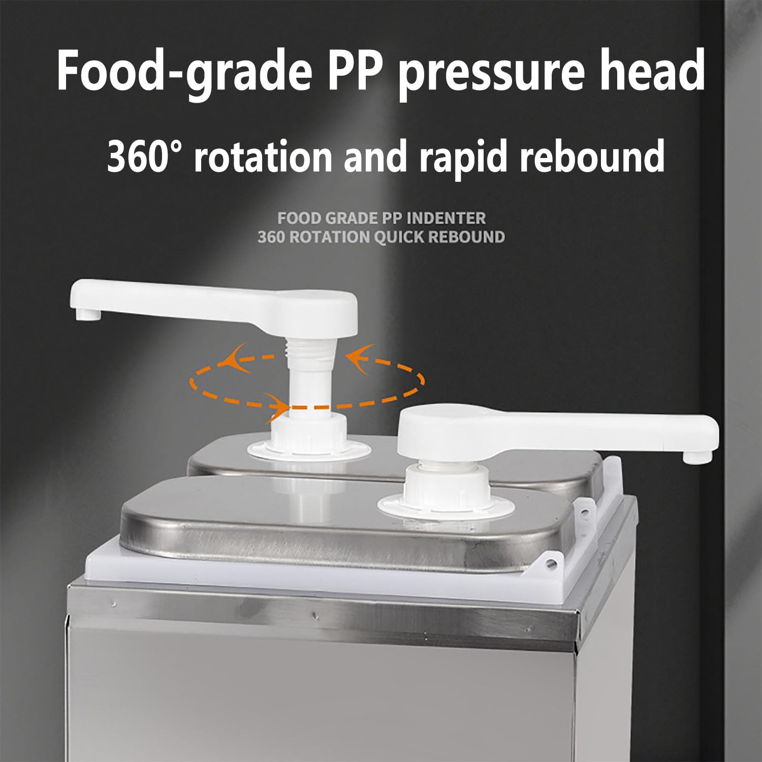 Pompa dispenser per salse, stazione di condimento di grande capacità con testa di pressione rotante a 360°, rimbalzo rapido per ketchup, senape, sciroppo, cucina, casa, ristorante