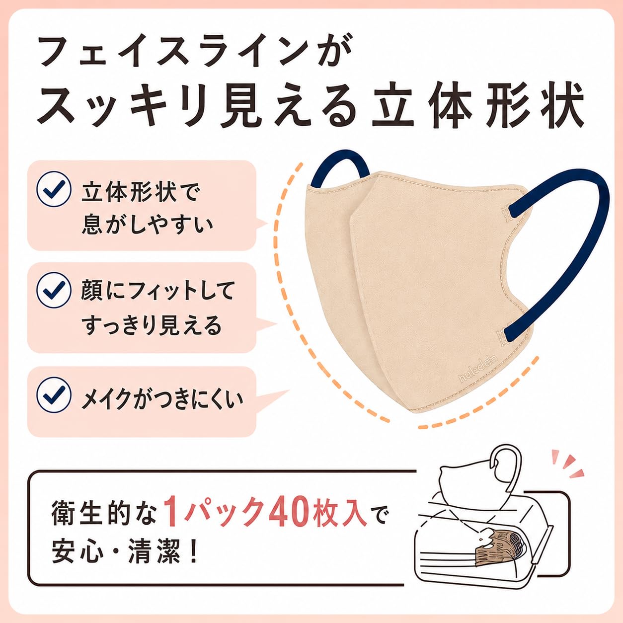 Amazon.co.jp: リブふわバイカラー立体マスク 3D クラシックアイボリー