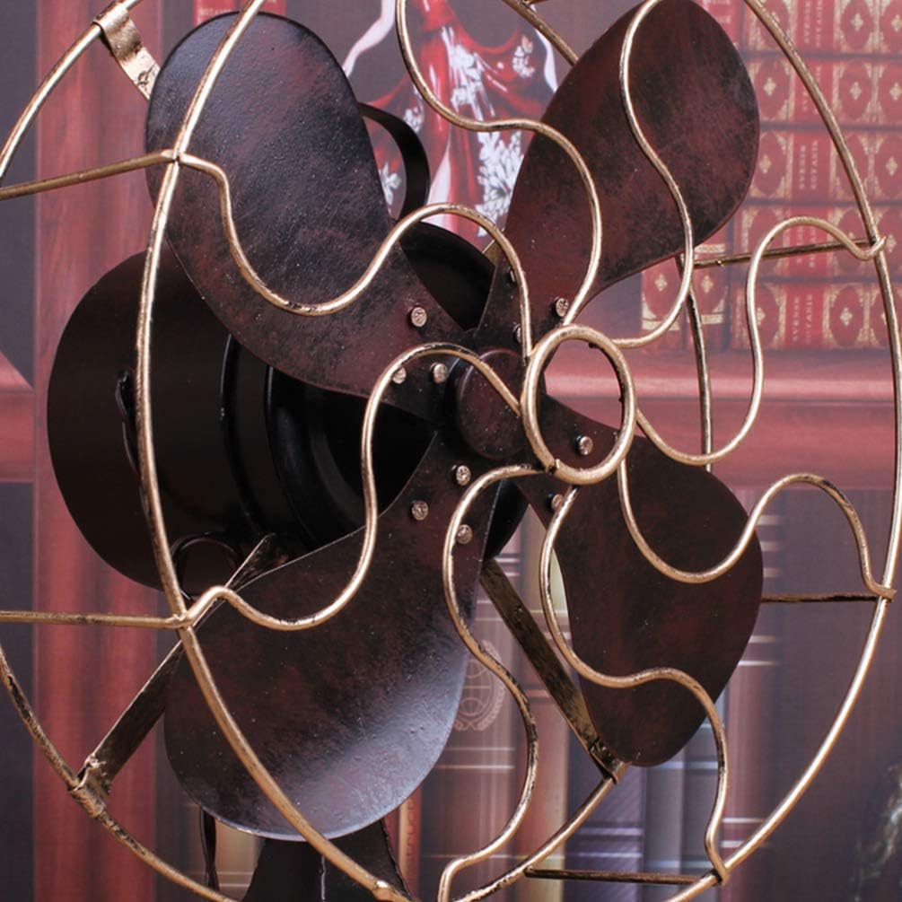 EXCEART 1pc Bedroom Iron Fan Antique Fan Work Decor Home Décor Antique Home Decor Vintage Metal Sculpture Mini Model for Table Manual Office