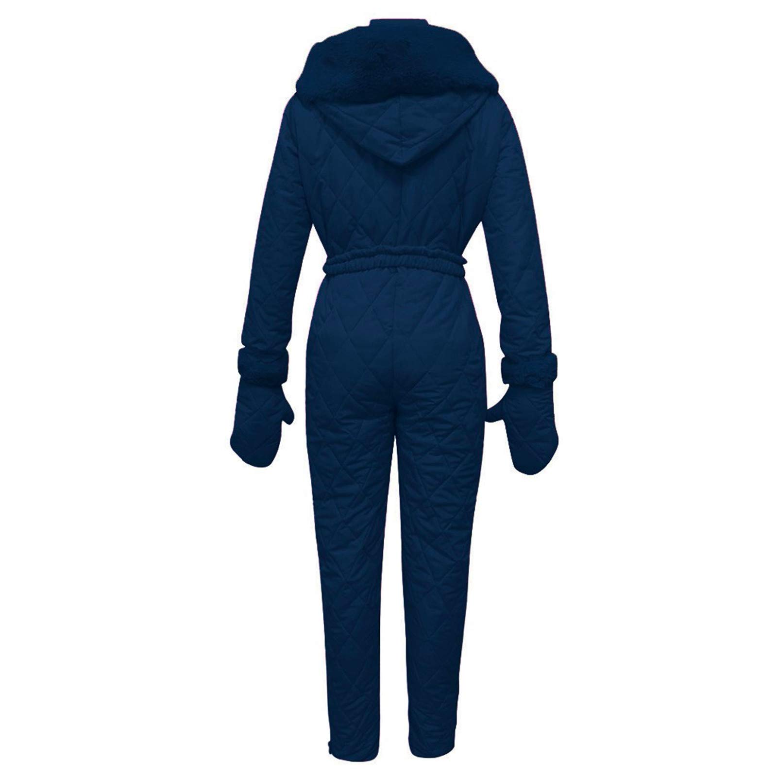 IQYU Chaqueta de esquí para mujer con capucha de piel, mono de esquí para mujer, traje de esquí de una pieza, cálido, de cuerpo entero, traje de nieve para exteriores, cálido, para esquiar, para