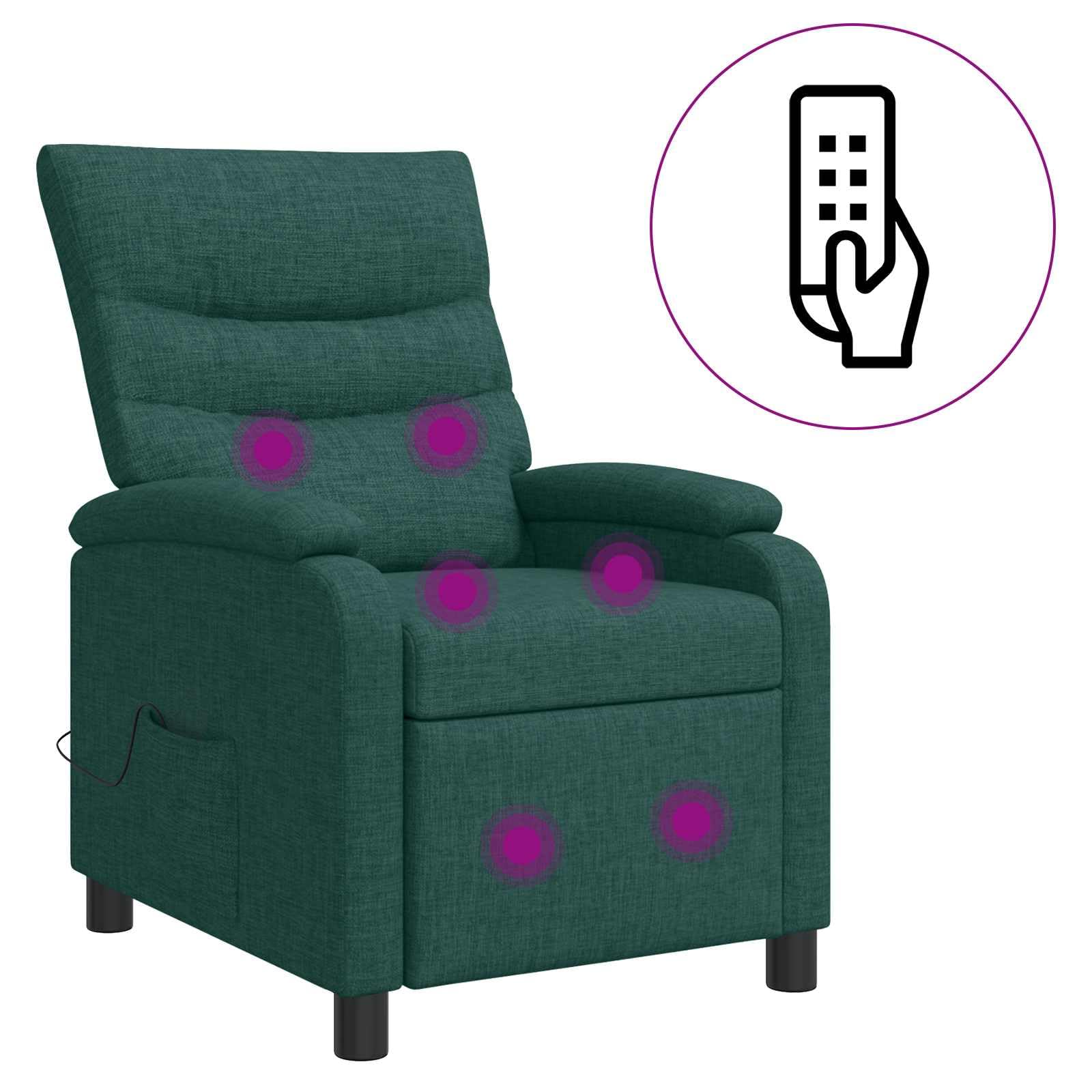 Poltrona relax verde scuro, tessuto 100% poliestere, regolabile 115-160