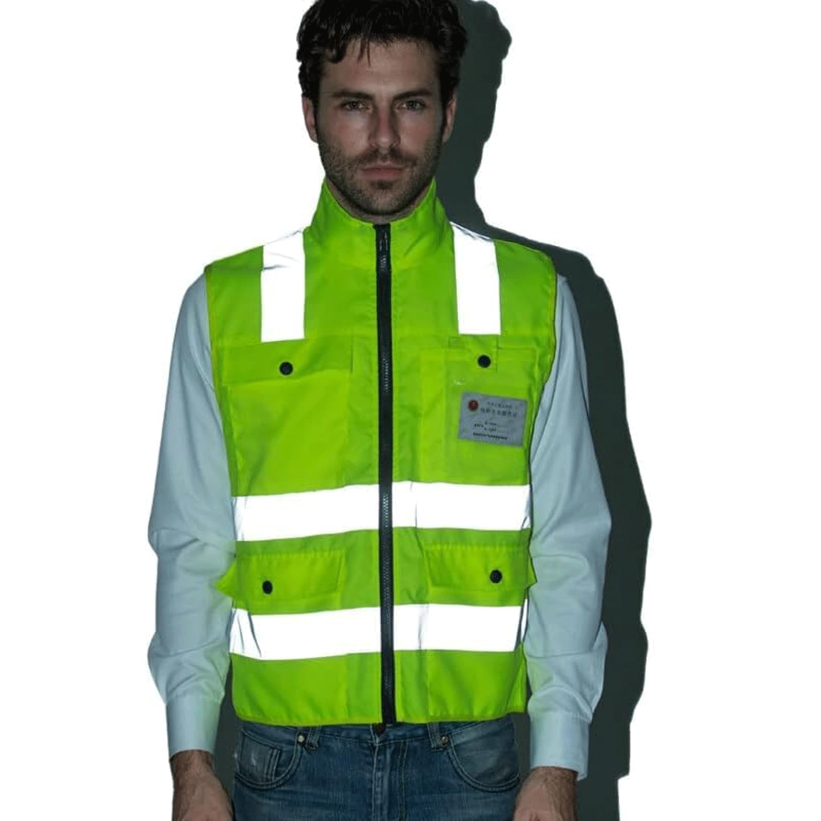 Gilet di Sicurezza Gilet di Sicurezza Riflettenti Giacca Riflettente con Tasche Multiple Gilet Riflettente ad Alta visibilità a 360 ° per Tuta Riflettente da Jogging in Bicicletta Traspirante