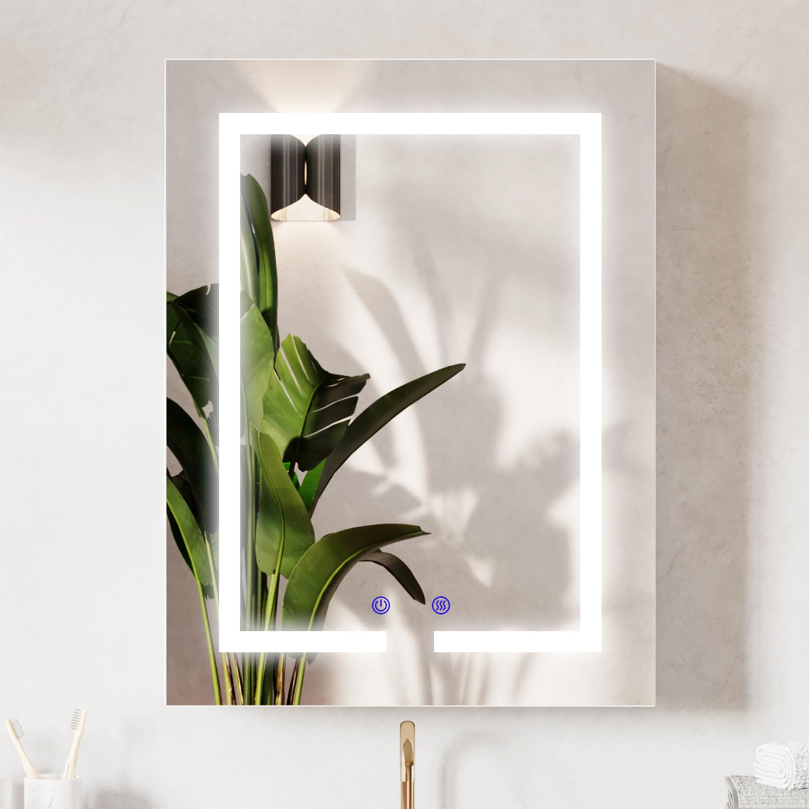 joolihome living LED Bathroom Mirror Cabinet, 400x600mm,Demister, Dimmable, 3 Colour Light Makeup Mirror,Wall Mounted Bathroom Mirror Cabinet with Lights and Shaver Socket (50 x 66 cm) — image 1