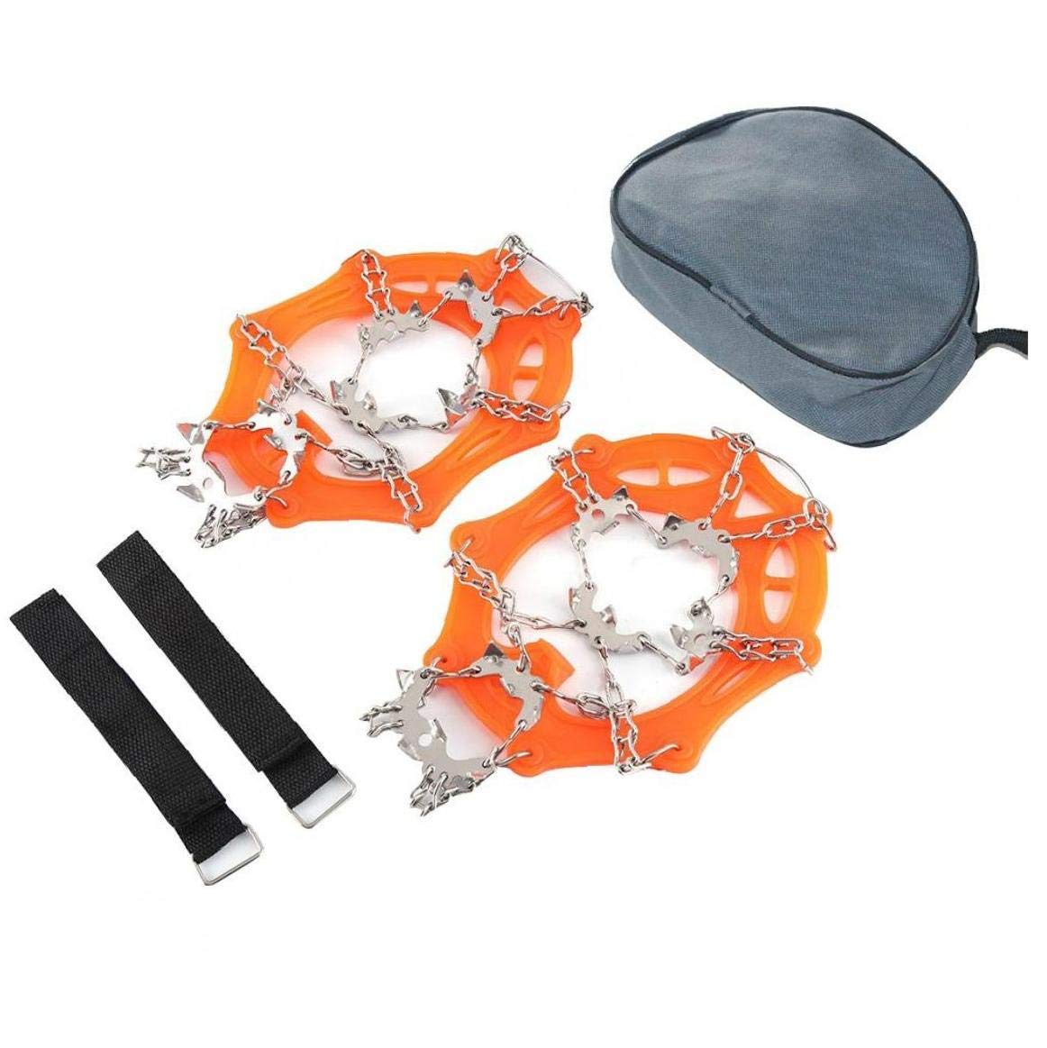 Crampons de Traction Crampons Ice Snow Grips pour Chaussures avec 19 Pointes en Acier Inoxydable pour la Marche, Le Jogging, l'escalade, la randonnée sur la Neige et la Glace (Oran