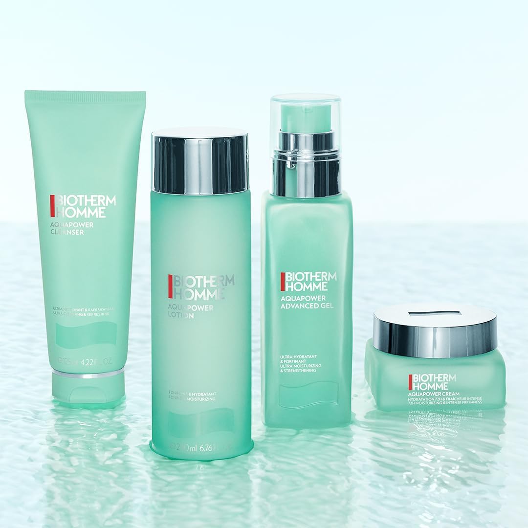 Biotherm Homme Aquapower Comfort Gel, mit Thermalplankton und Oligo-Mineralien, erfrischendes Gesichtsgel für Männer, für intensiv gepflegte Haut, 75 ml
