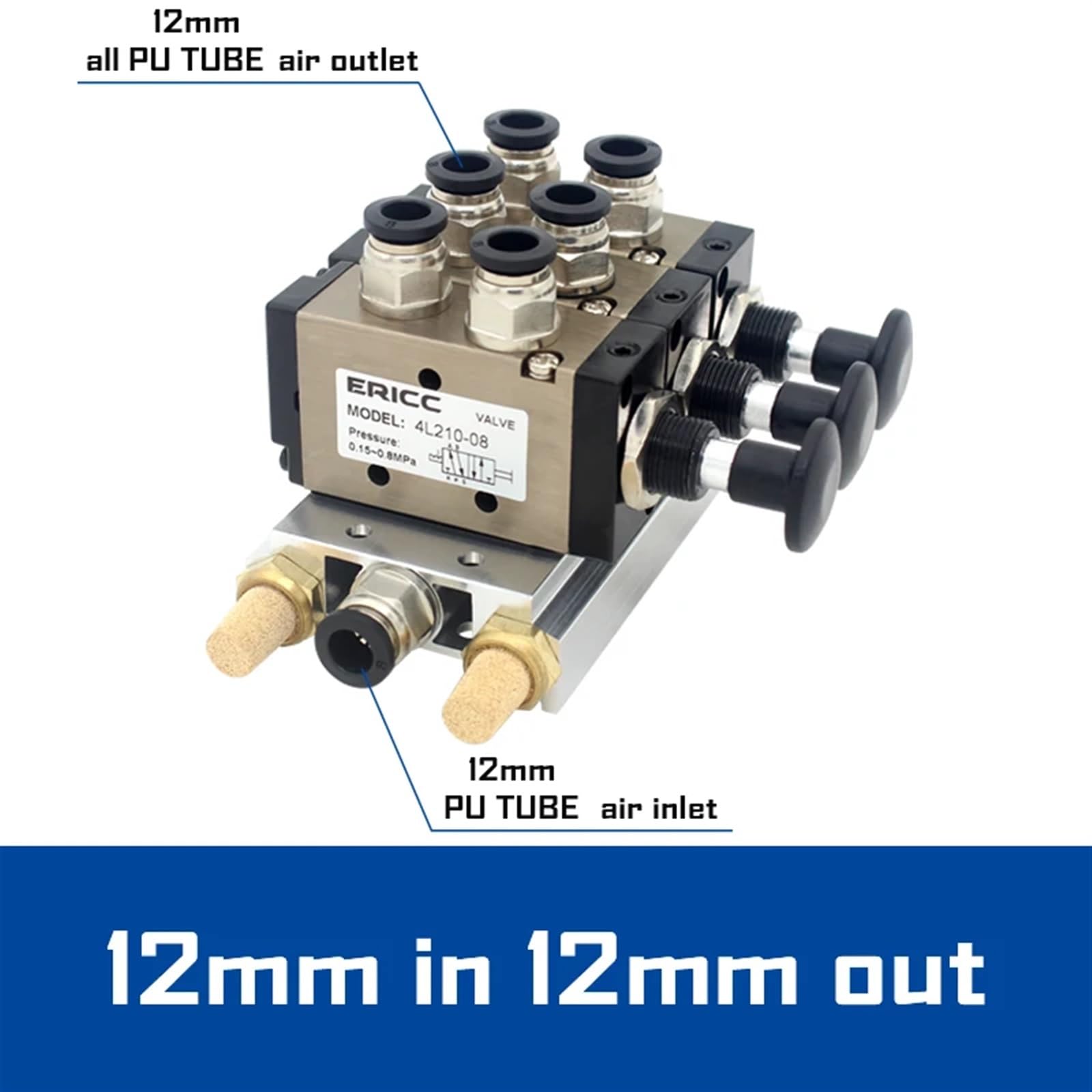 4L210-08 4R210-08 Válvula Manual de 2 vías y 5 Posiciones, Interruptor neumático de Empuje y tracción de válvula direccional, colector de válvulas combinadas | 12mm in 12mm Out,9 Stations
