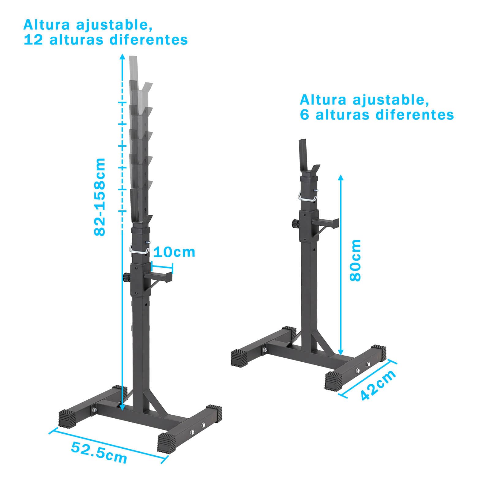 ALLINLIFE Soporte Barra Pesas,Rack Musculación Soporte Sentadillas,Estante de Sentadillas Ajustables en 12 Alturas,Fabricado en Acero Soporte Barra Pesas,Levantamiento Gimnasio en Casa Max 200 KG