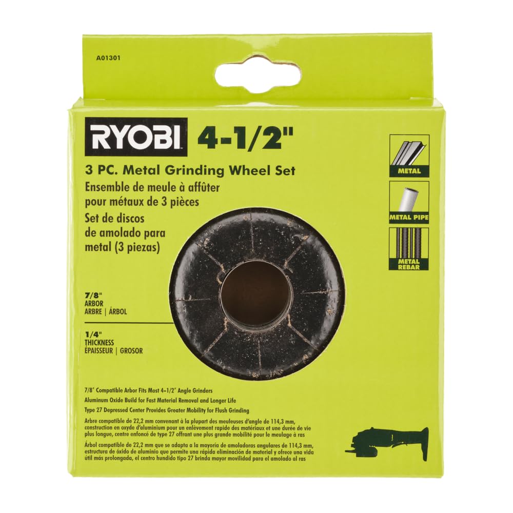 RYOBI Metall-Schleifscheiben-Set, 11,4 cm, 3 Stück