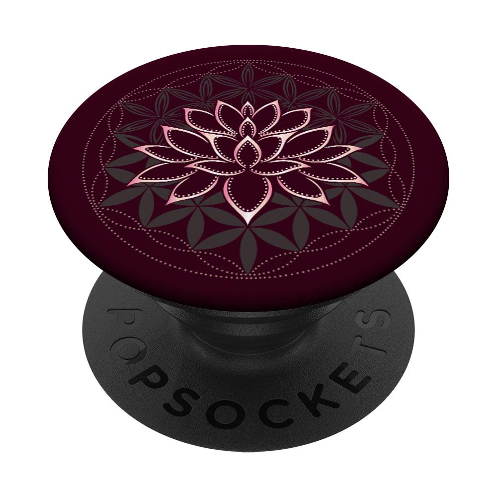 Lotus mandala lotus flower with flower of life yoga zen PopSockets Swappable PopGrip