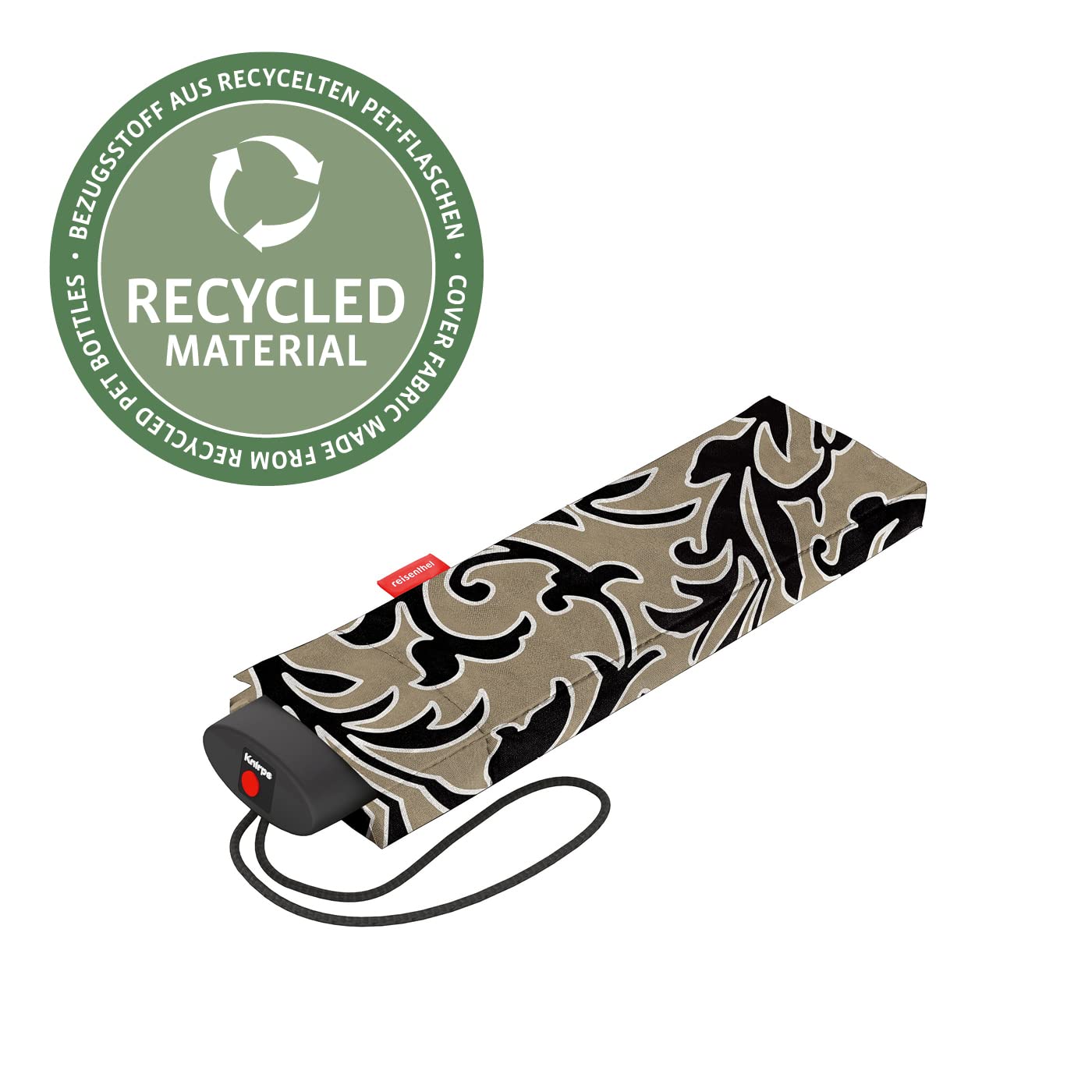 Reisenthel Paraguas de bolsillo pequeño, extremadamente ligero y plano, hecho de botellas de PET recicladas, con toldo grande