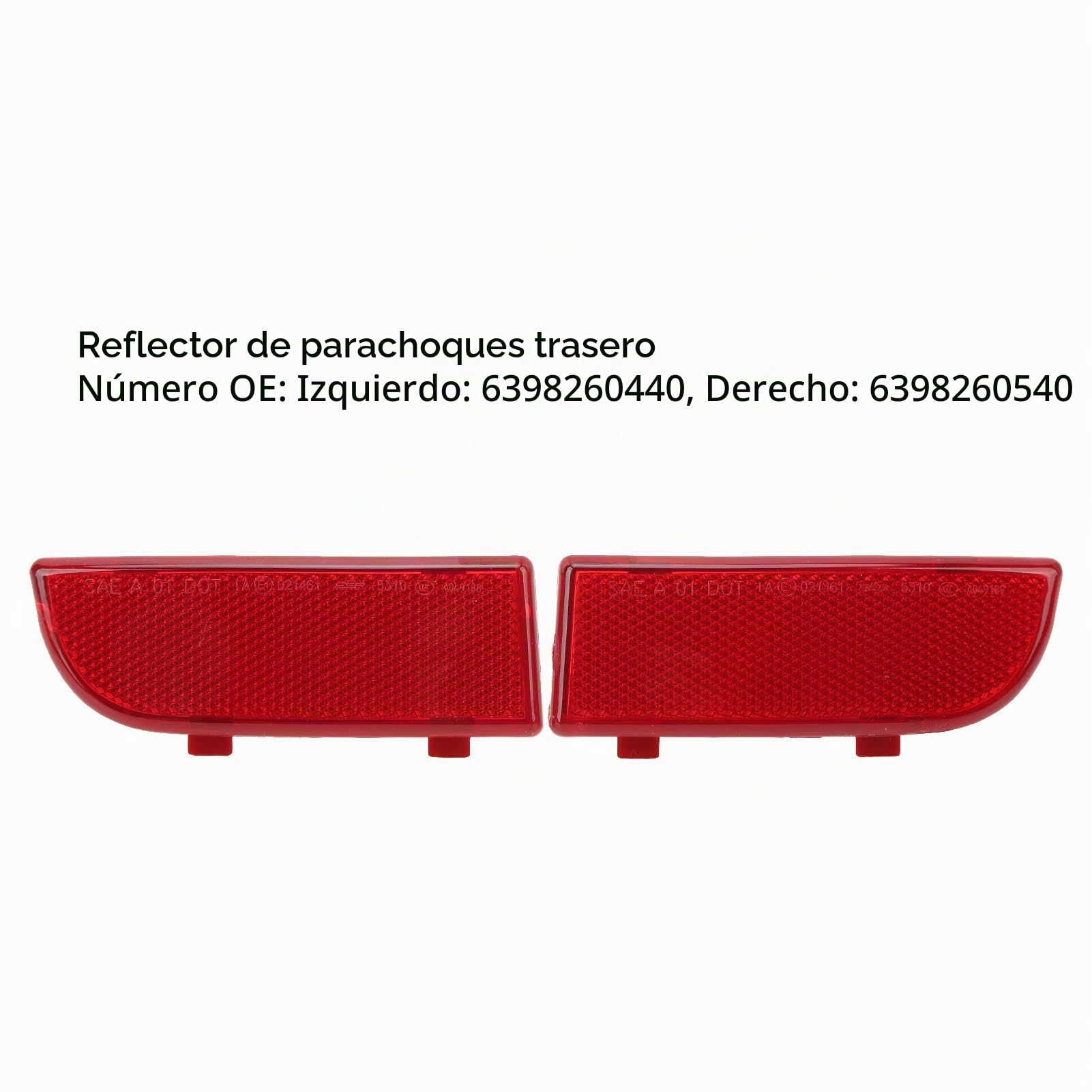 Reflector de Parachoques Trasero, Conjunto de Reflector Trasero, Repuesto de Reflector de Luz de Parachoques Trasero Izquierdo Derecho Rojo para Vito W639 2003‑2015